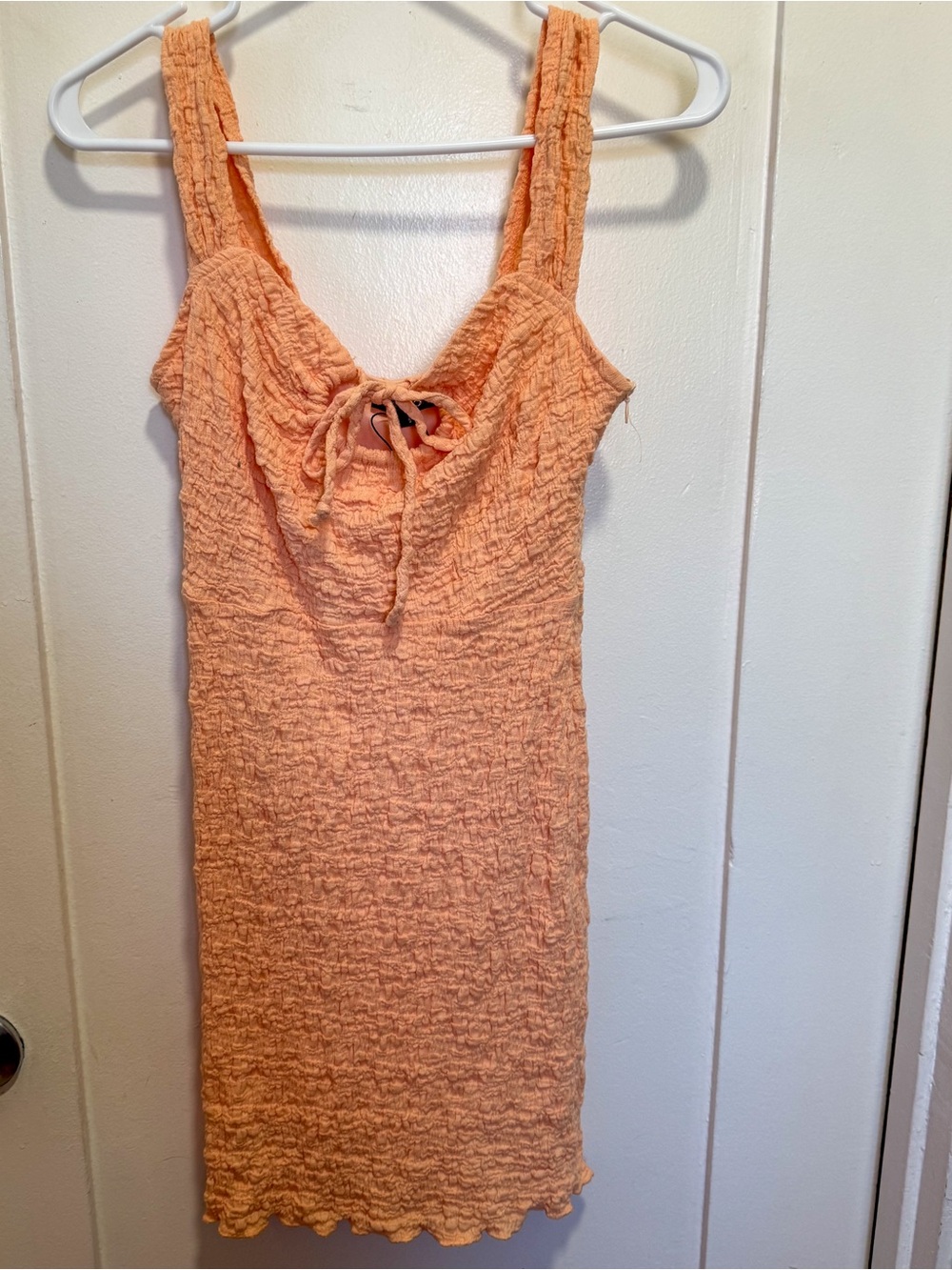 Papermoon Peach Textured Tie-Front Dress
